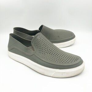 CROCS CitiLane Roka Slip On Loafers Rubber Gray Green Mens 10